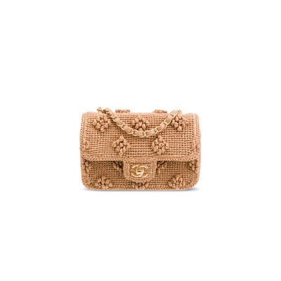 CHANEL MASTER 24P MINI FLAP BAG RAFFIA AS4518 (19.5*12.5*6.5cm)
